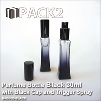 30ml Black Bottle with Black Cap and Trigger Spray - 10Pcs