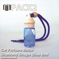 8ml Car Perfume Bottle Diamond Shape Blue - 10Pcs