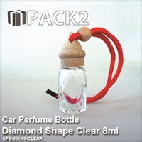 8ml Car Perfume Bottle Diamond Shape Clear - 10Pcs