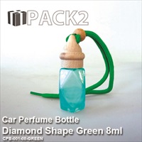 8ml Car Perfume Bottle Diamond Shape Green - 10Pcs