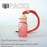 8ml Car Perfume Bottle Diamond Shape Red - 10Pcs
