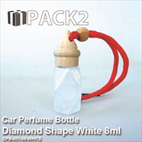 8ml Car Perfume Bottle Diamond Shape White - 10Pcs