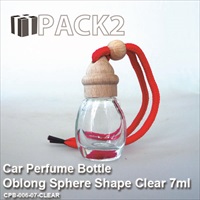 7ml Car Perfume Bottle Oblong Sphere Shape Clear - 10Pcs